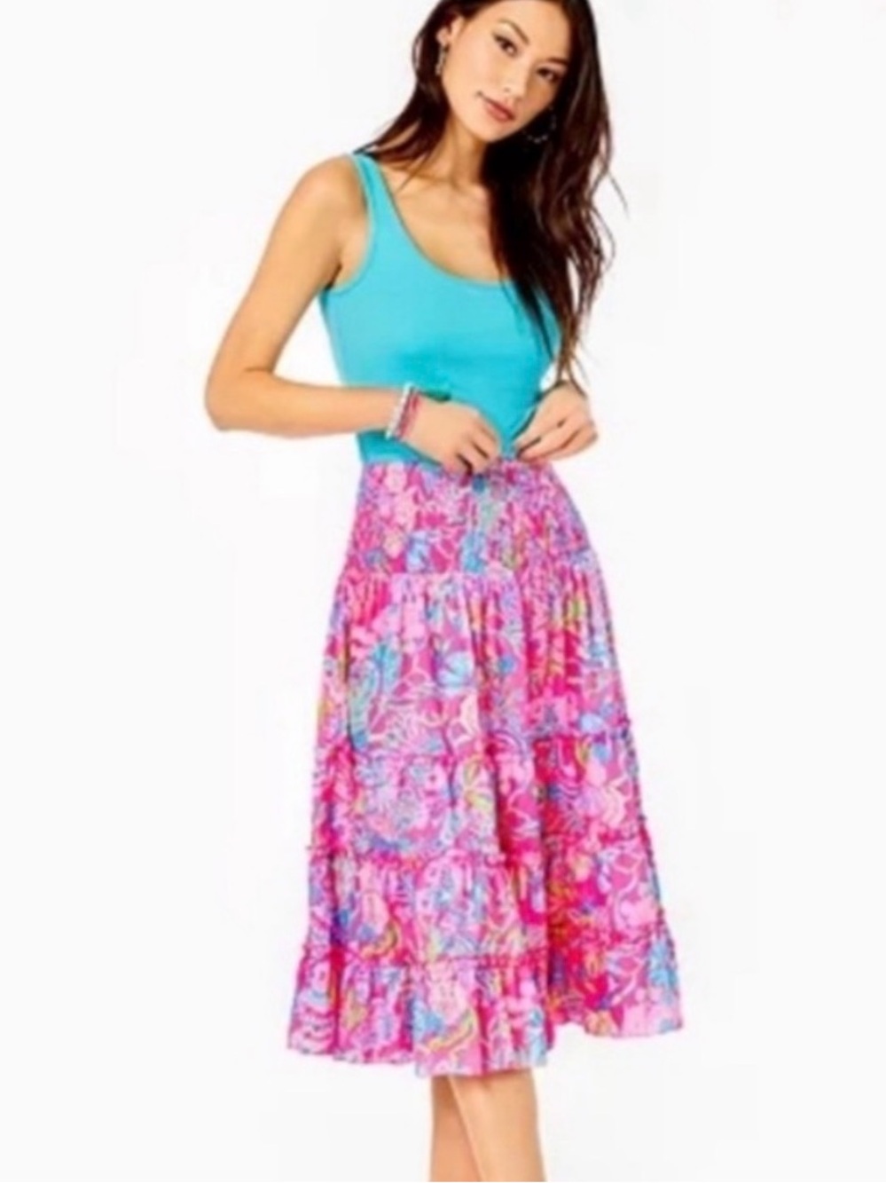 Lilly Pulitzer Deavan Midi Skirt Shell Me Something Good Print sizes XS & S